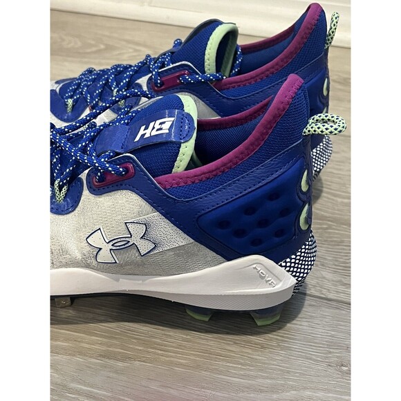Bryce Harper Under Armour Low ST Baseball Cleats UA 8 Blue White Men's Size 10 - Picture 3 of 10